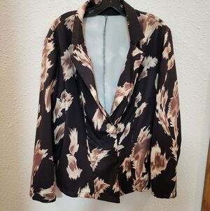 SHEIN Black and Brown Patterned Blazer
